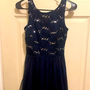 Navy blue  sleeveless micro mini dress with sequins- size 3